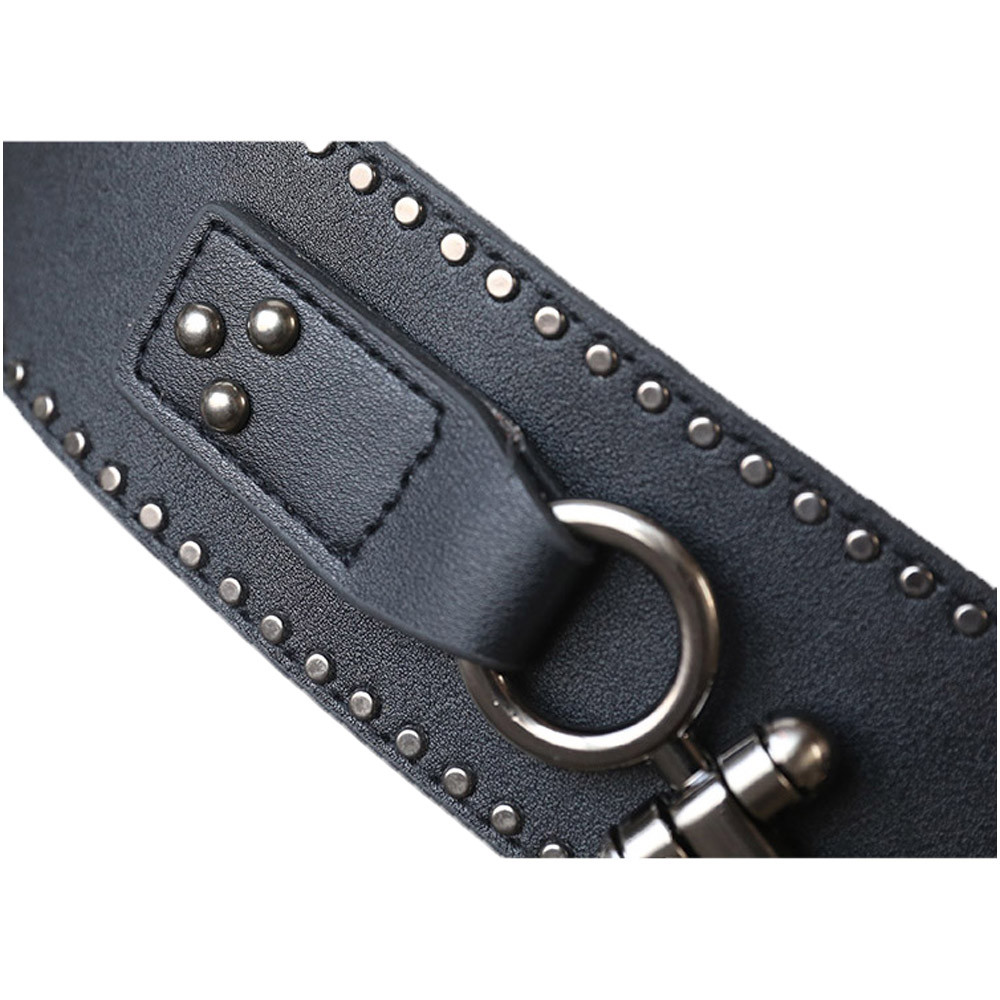 Women Punk Rivet Elastic Buckle Stretch Waistband Corset Wide Waist Belt Metal