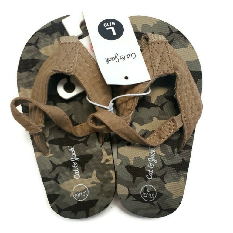Cat & Jack Henry Camo Flip Flop Sandals Toddler Size L 9/10 Brown Camouflage