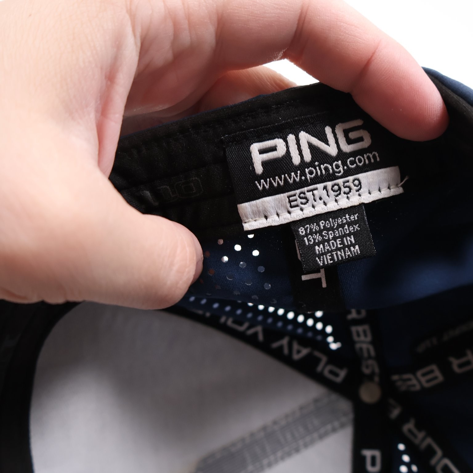 PING Hat ONE TEN FLEXFIT TECH Men’s Adjustable Navy Blue Perforated Golf Cap