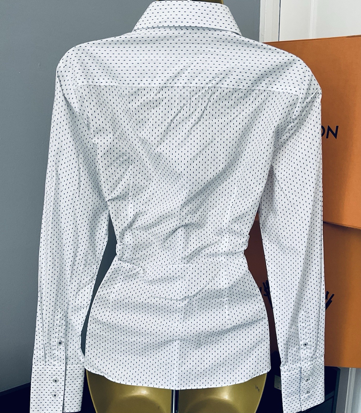 Pristine Hawes & Curtis Fitted Robby Spot Cottond Shirt Blouse UK Size 14