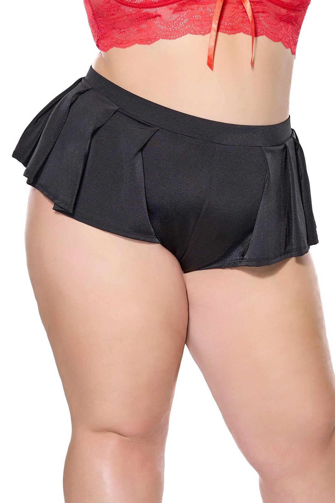 Coquette Diva Pleated Flutter Sleep Shorts Black