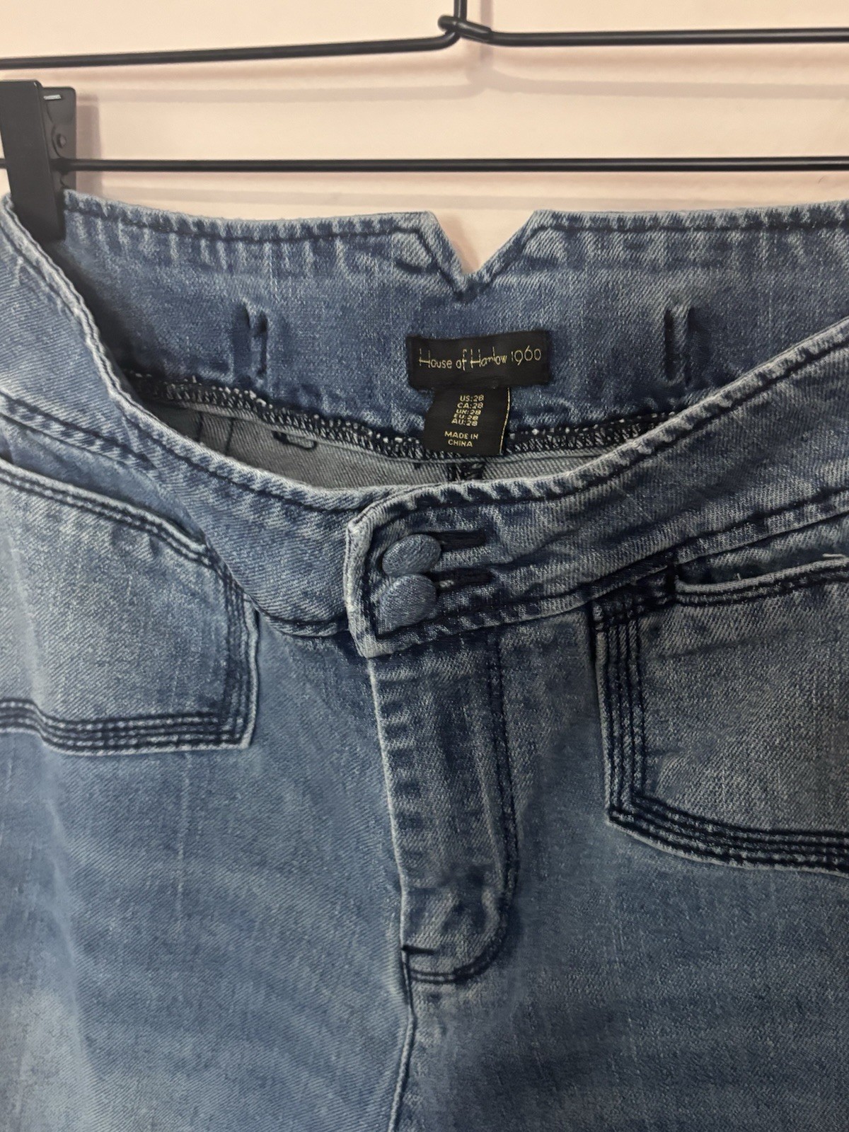 House of Harlow 1960 Women’s Blue High Rise Wide-Leg Jeans Medium Wash