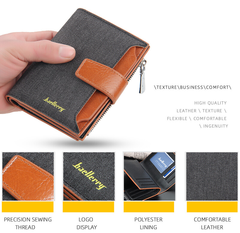Mens Trifold Leather Wallet W/ Hasp Multi Card Holder ID Window Safe Wallet Gift