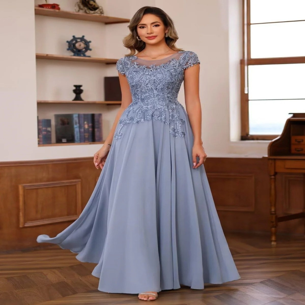 Mother of The Bride Dresses Applique Short Sleeve Mother of The Groom Dress