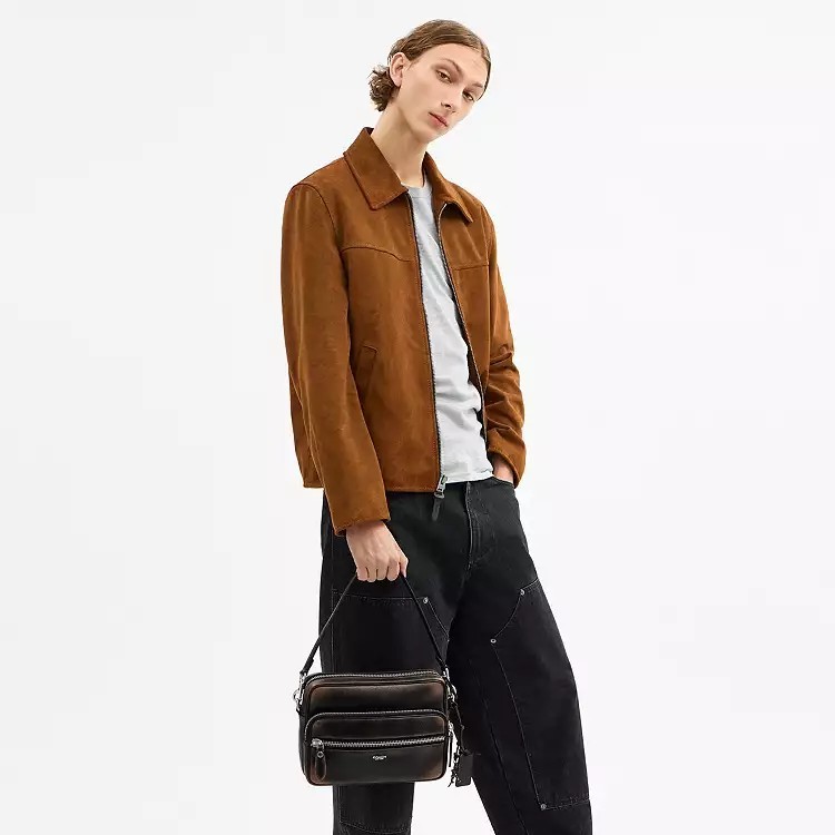 NEW Coach Dakota Crossbody Bag in Loved Leather Black Light Tan CDS84 NWT Unisex