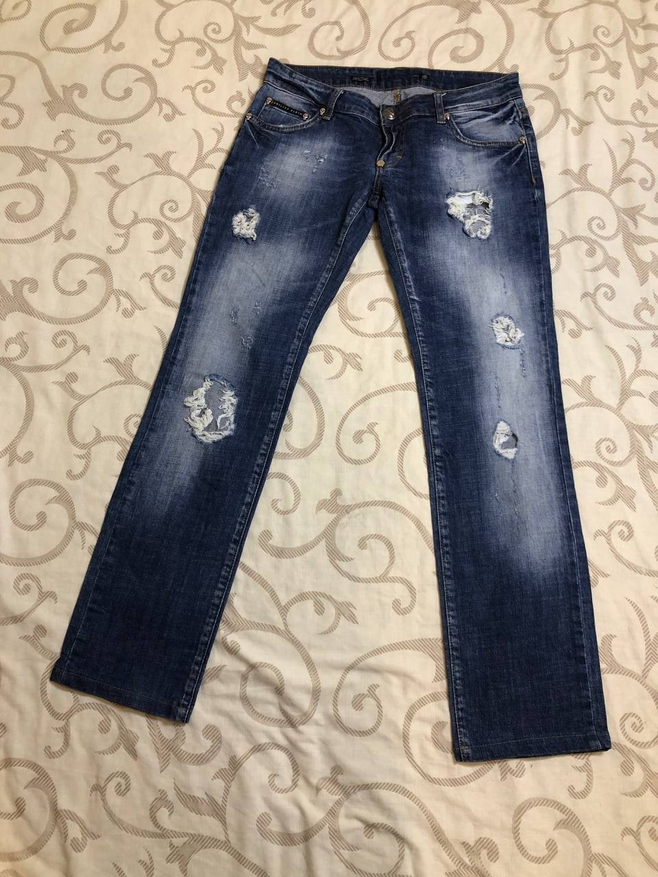 Philipp Plein Jeans 29 Straight Cut Distressed Ripped