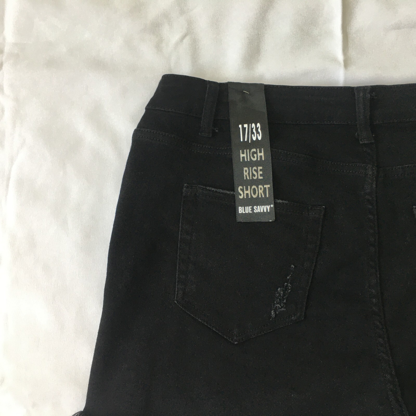 Distressed Womens Black Denim Short High Rise 17 33 Blue Savvy Pockets Stretchy