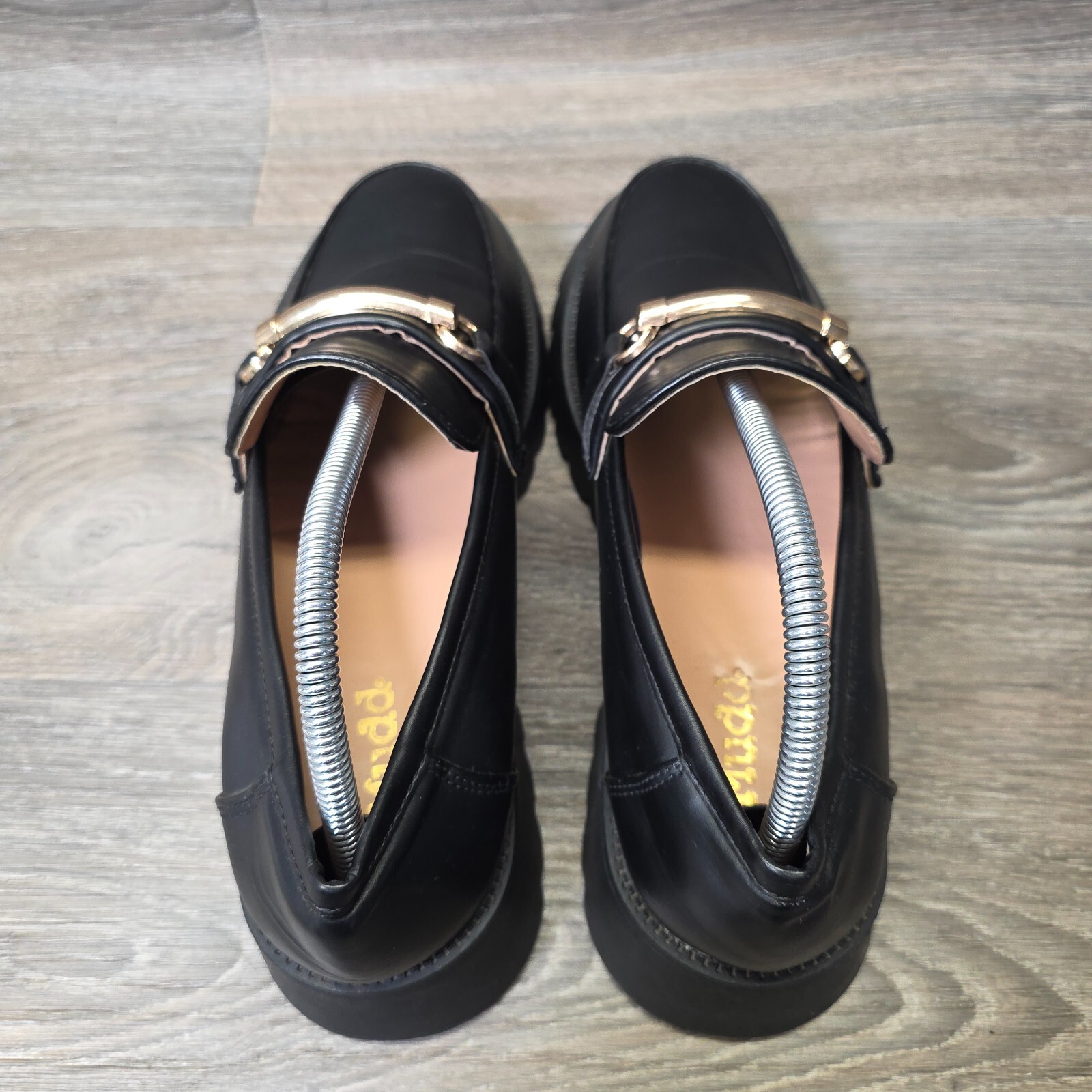 Mudd Loafers Womens 10M Black Faux Leather Slip On Chunky Platform Academia Y2K