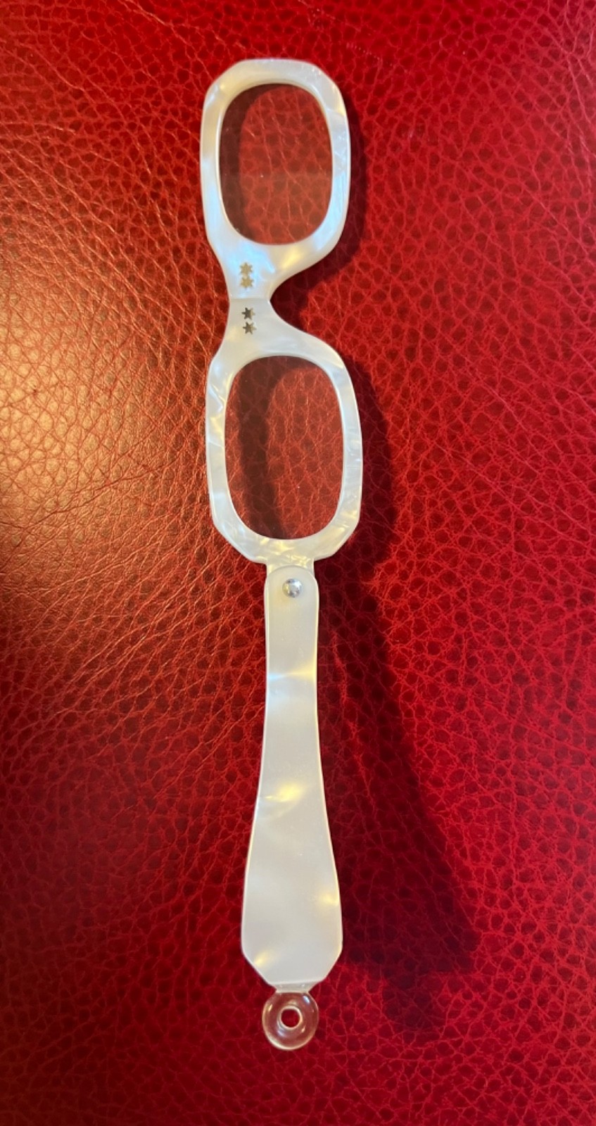 1950 Mother of Pearl Style Lorgnette (Folding Magnifier/ Glasses) 6.75″Open