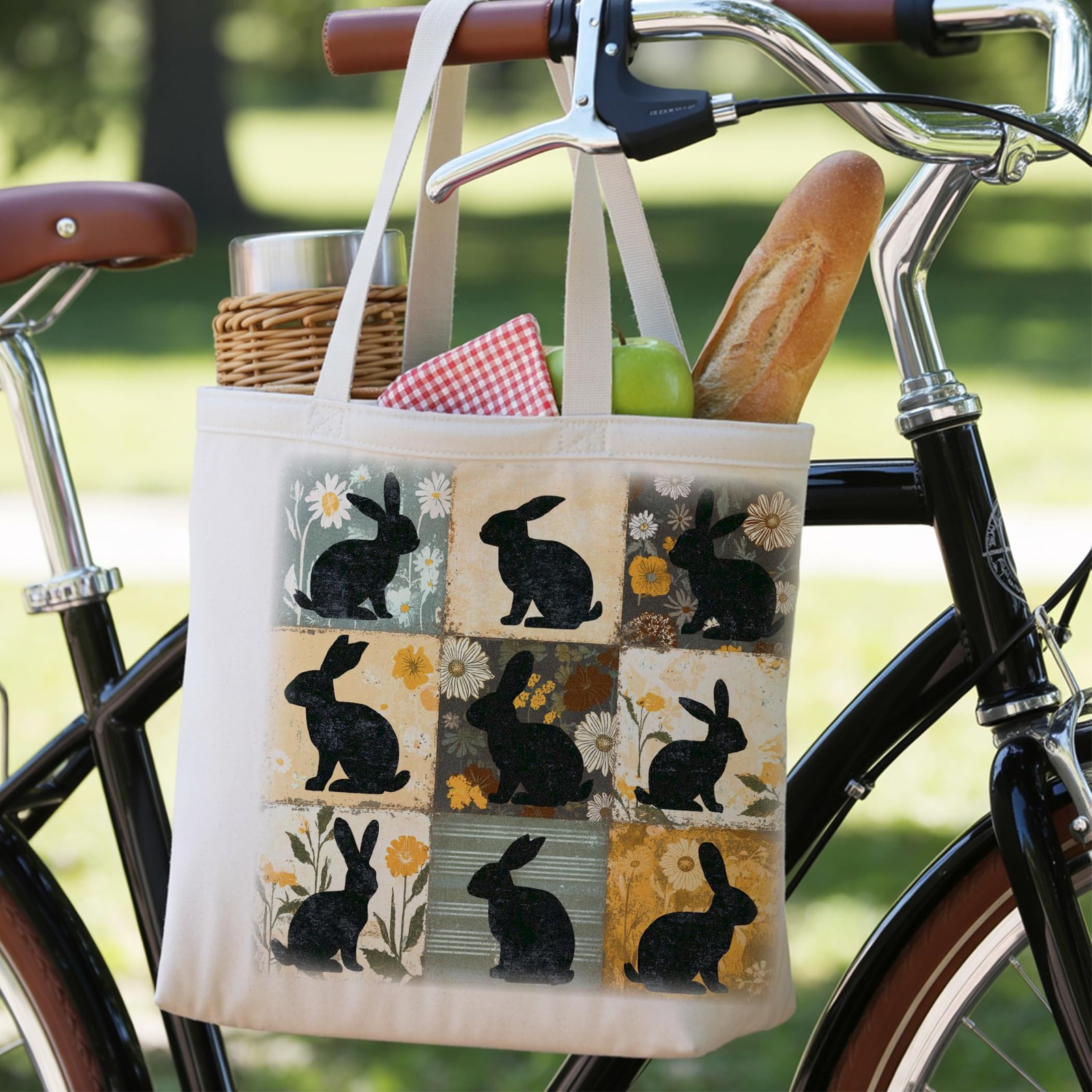 LRYBUD Bunny Tote Bag for Women, Canvas 13.8 x x 0.6 inches, Purple