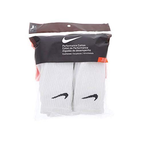 Nike Women’s Performance Cushion Crew Socks 6 Pack White Black 6-8 SX5171-P