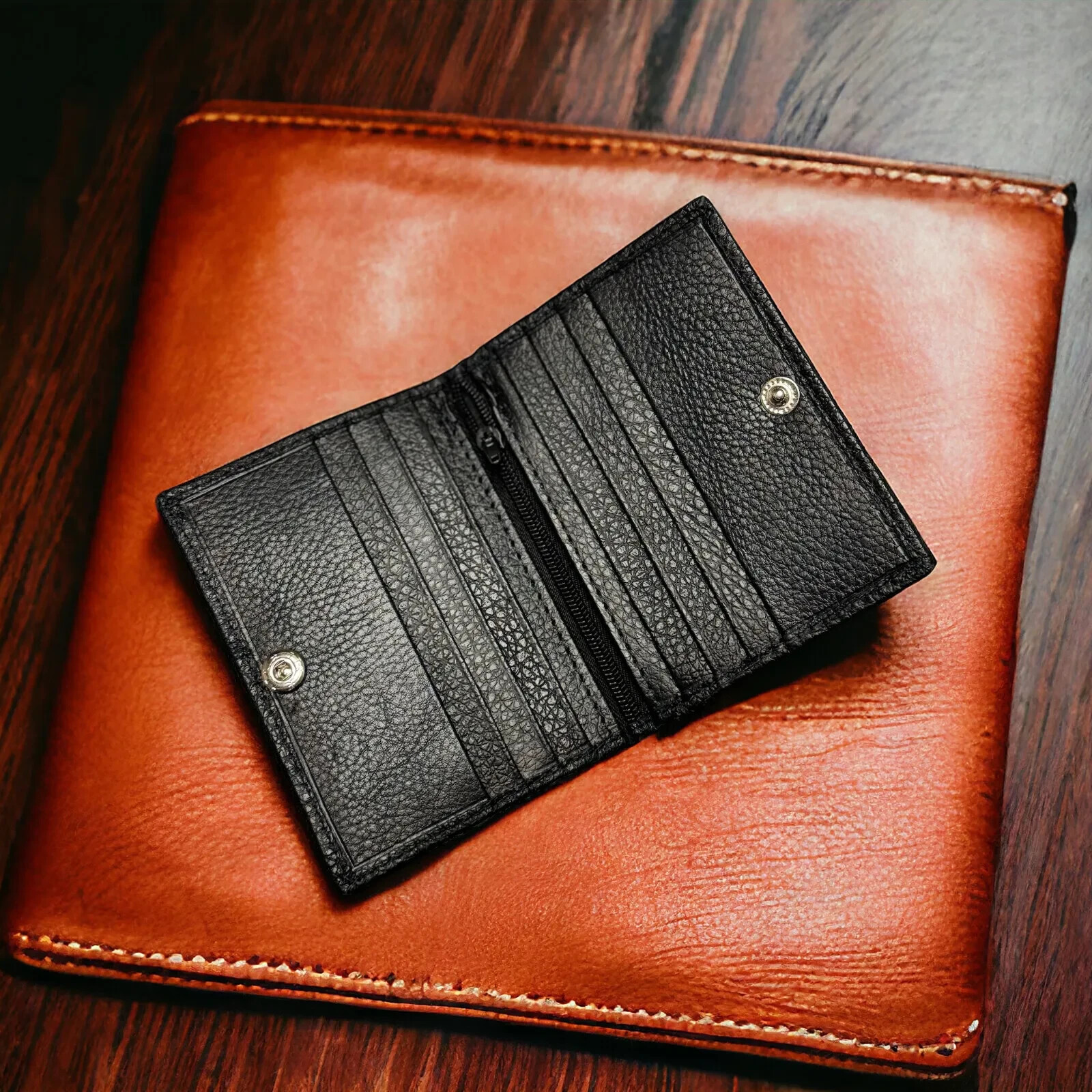 RFID Mens Slim Front Pocket Wallet Genuine Leather Bifold Id/credit Card Holder