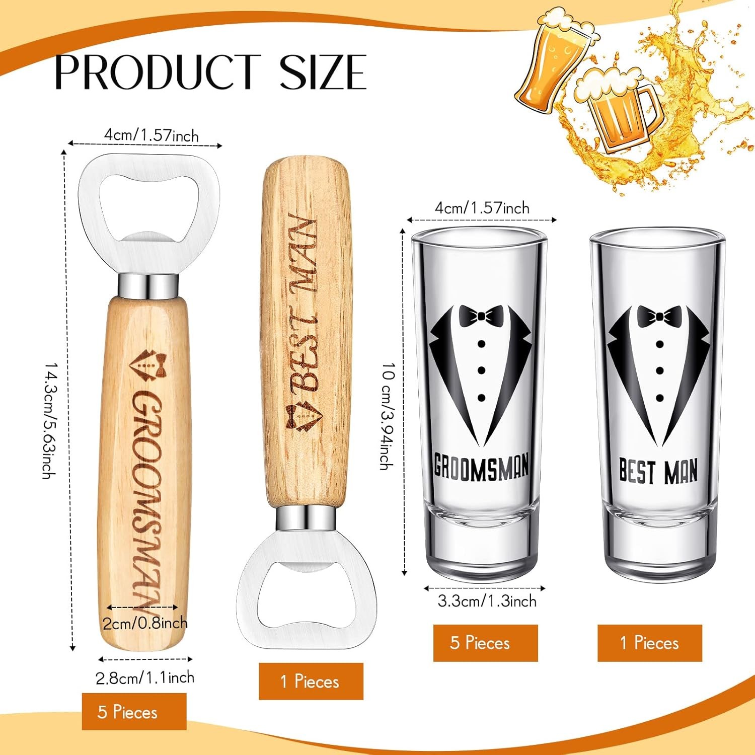 12 Pcs Groomsmen Proposal Shot Glasses and Beer as shown in the picture