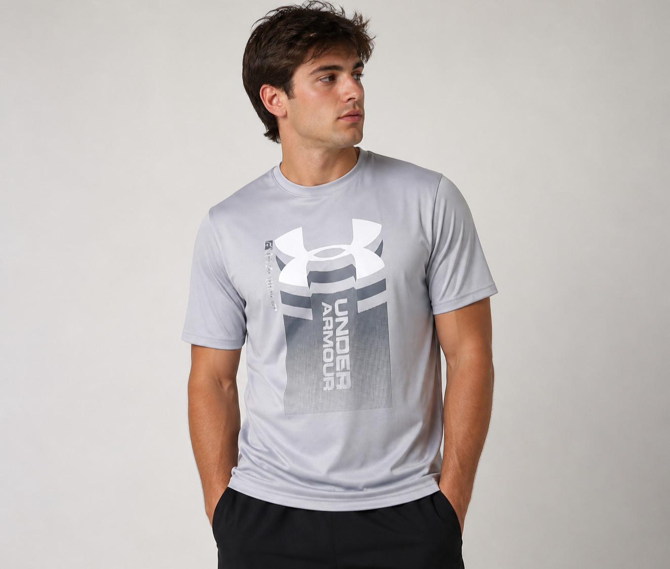 Under Armour Men’s T-Shirt UA Tech Breathable Gray, Logo Tee