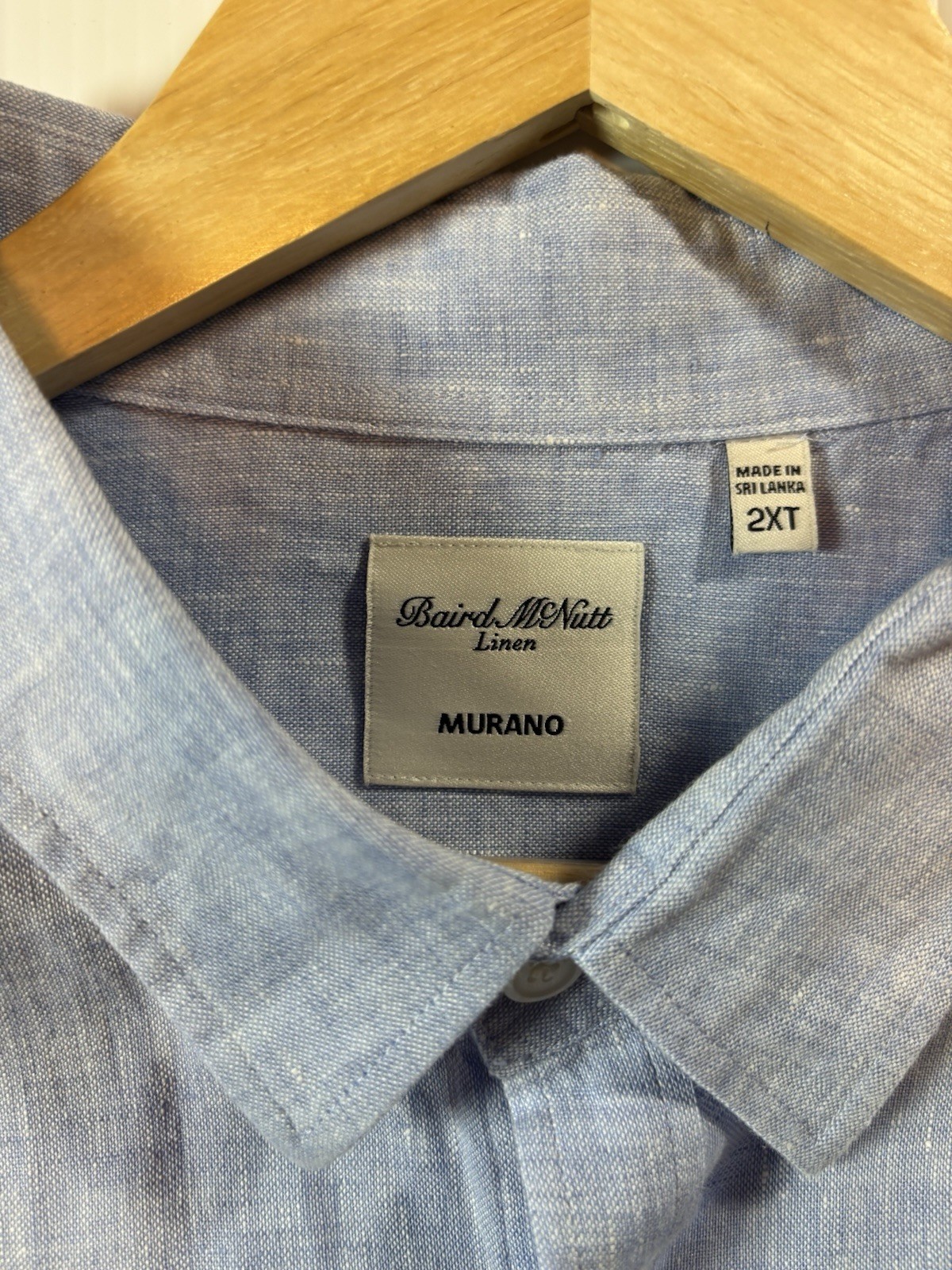 Murano Baird McNutt Linen Men’s 2XT Big & Tall Blue Woven L/S Button-Up