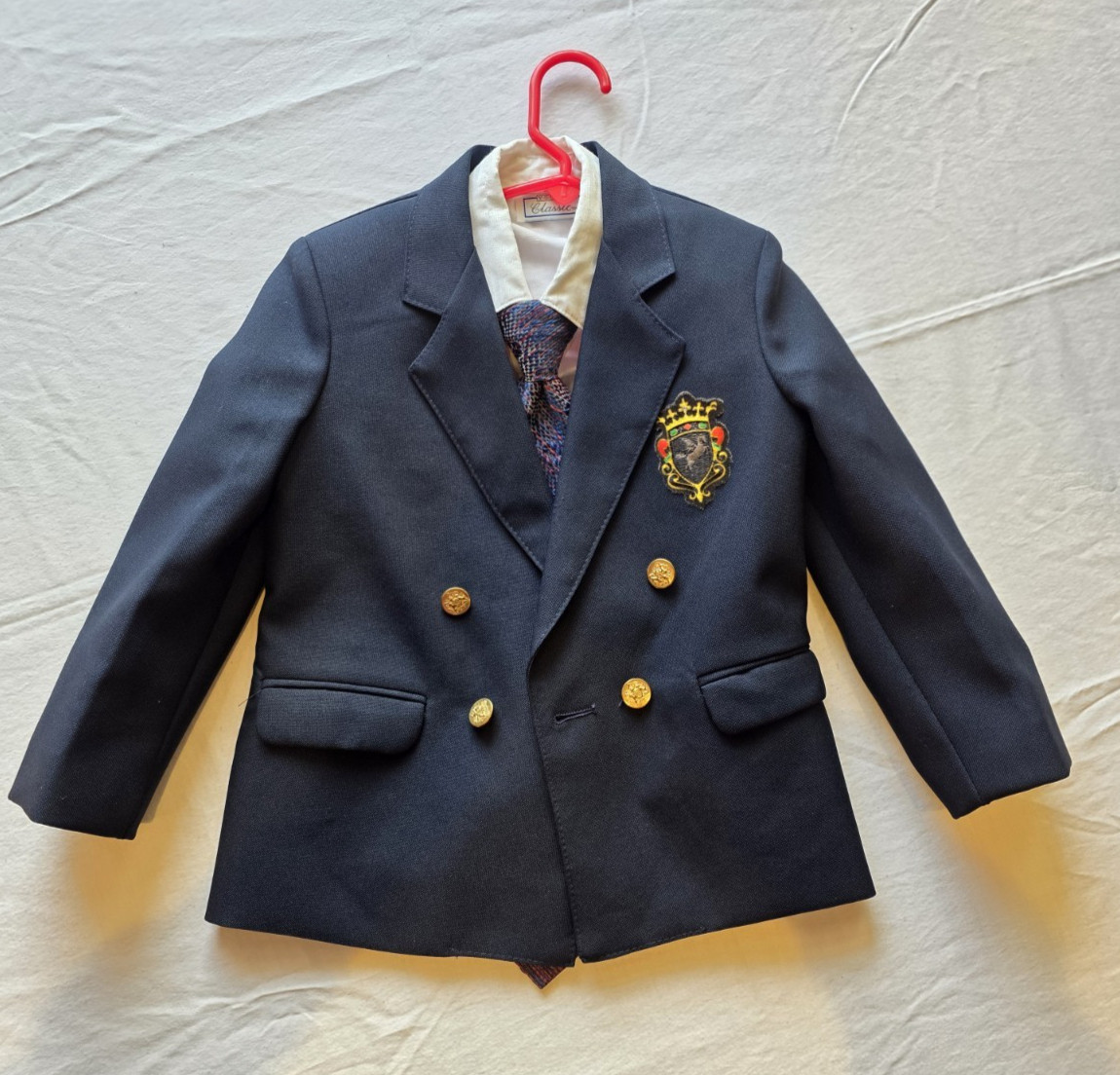 Big Guys Brand Boys Size 5 Reg Navy Blue Blazer Suit Sport Coat Gold Buttons