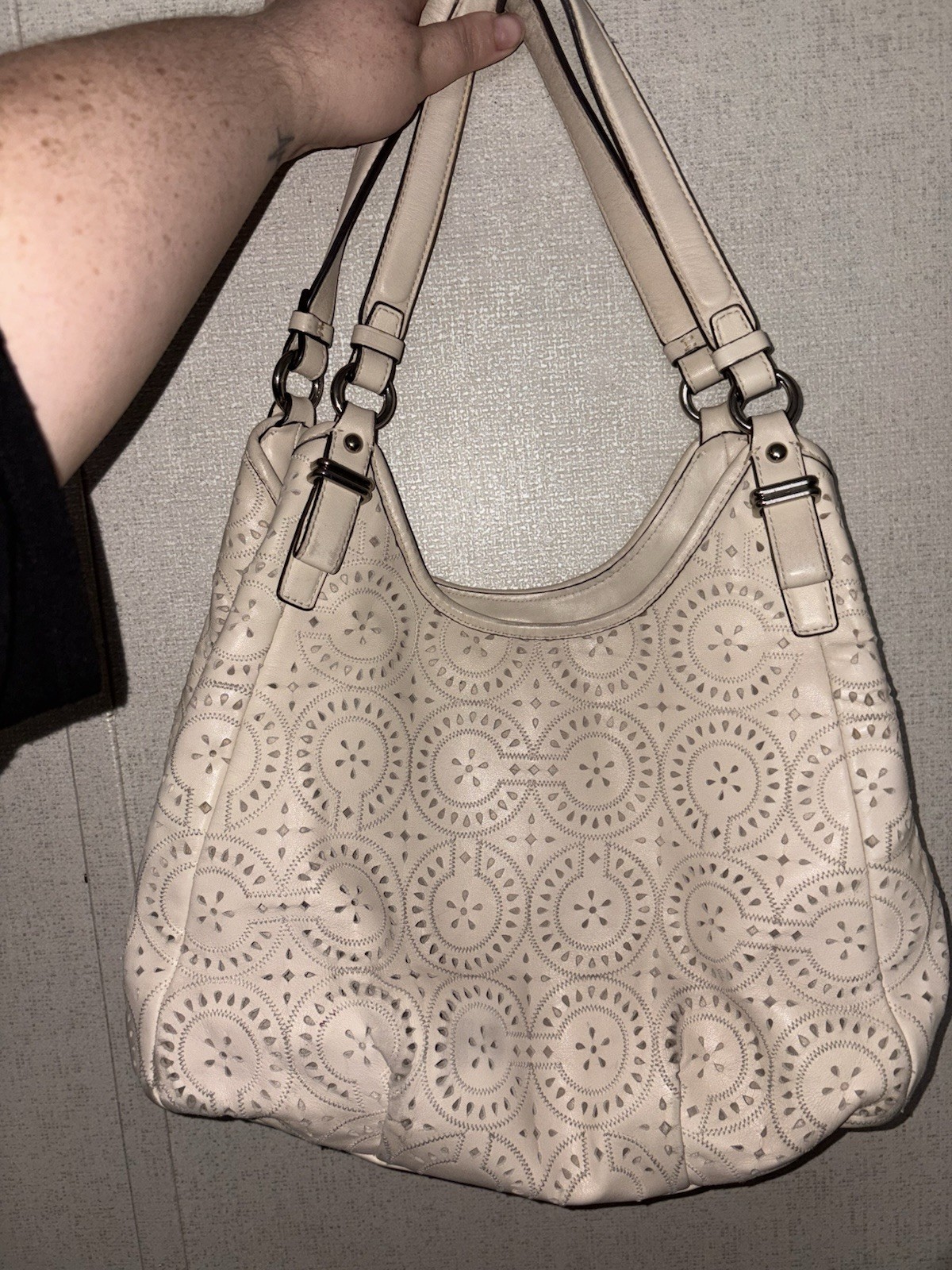 AUTHENTIC Coach Madison Maggie Bag With Cut Lace-leather