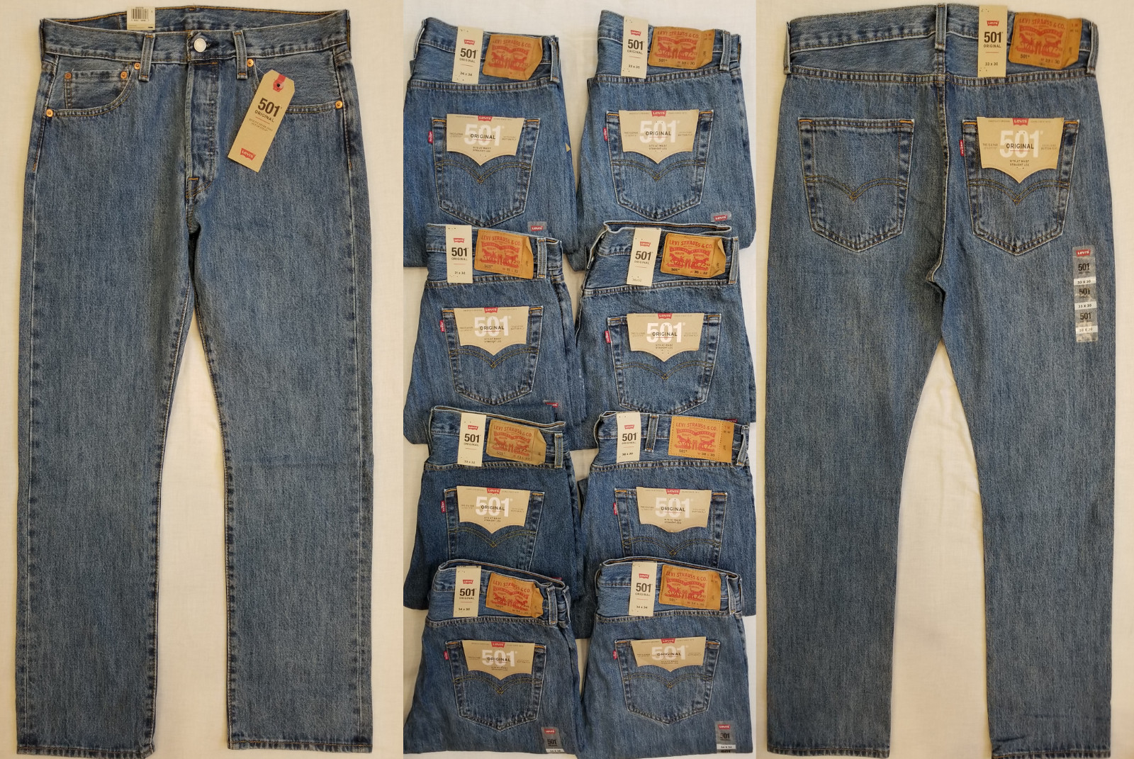 Levis 501 Straight Leg Button Fly Mens Jeans Blue Szs-31,32,33,34,36,38 #5010193