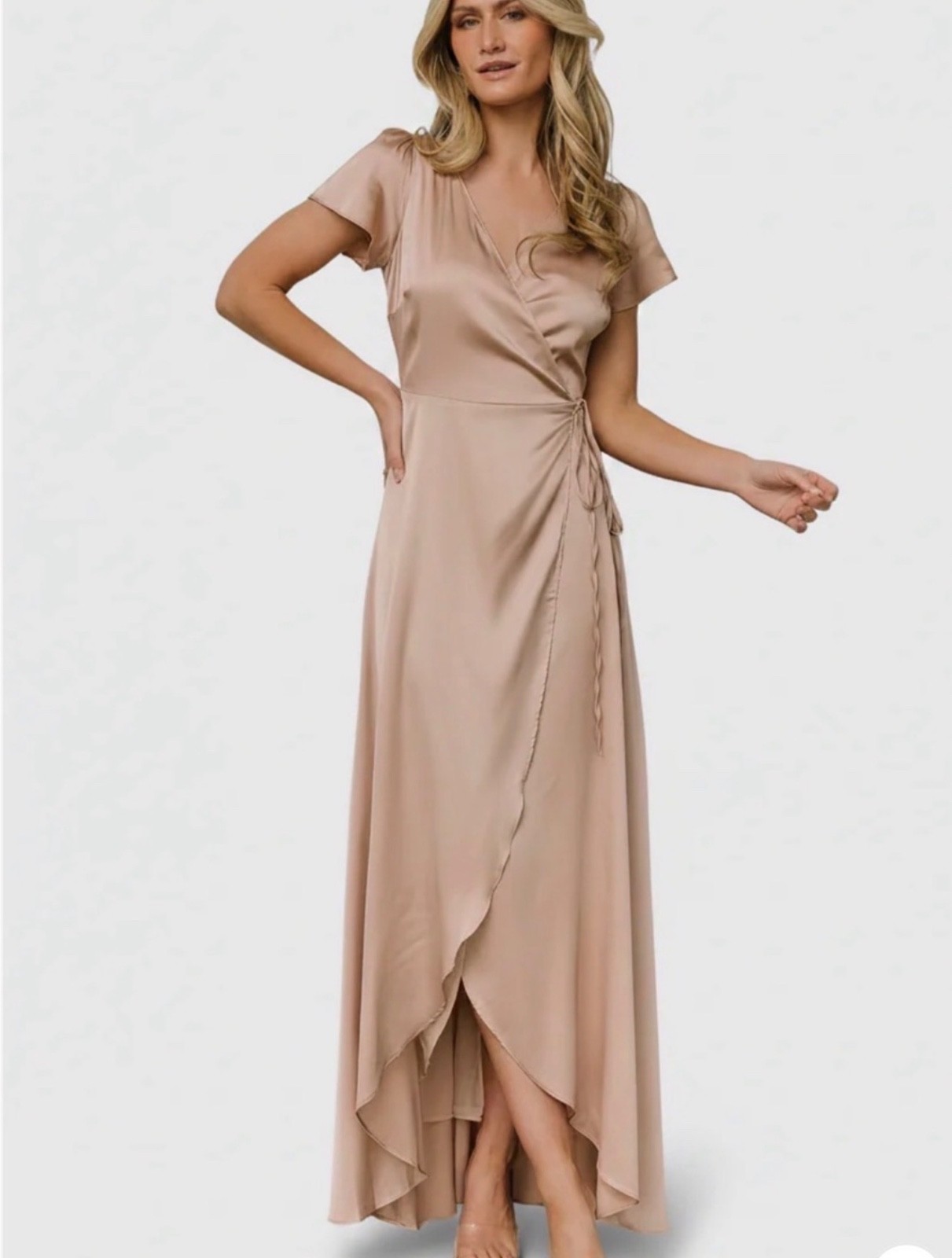 Baltic Born Krystal Satin Wrap Dress – champagne size XXXL
