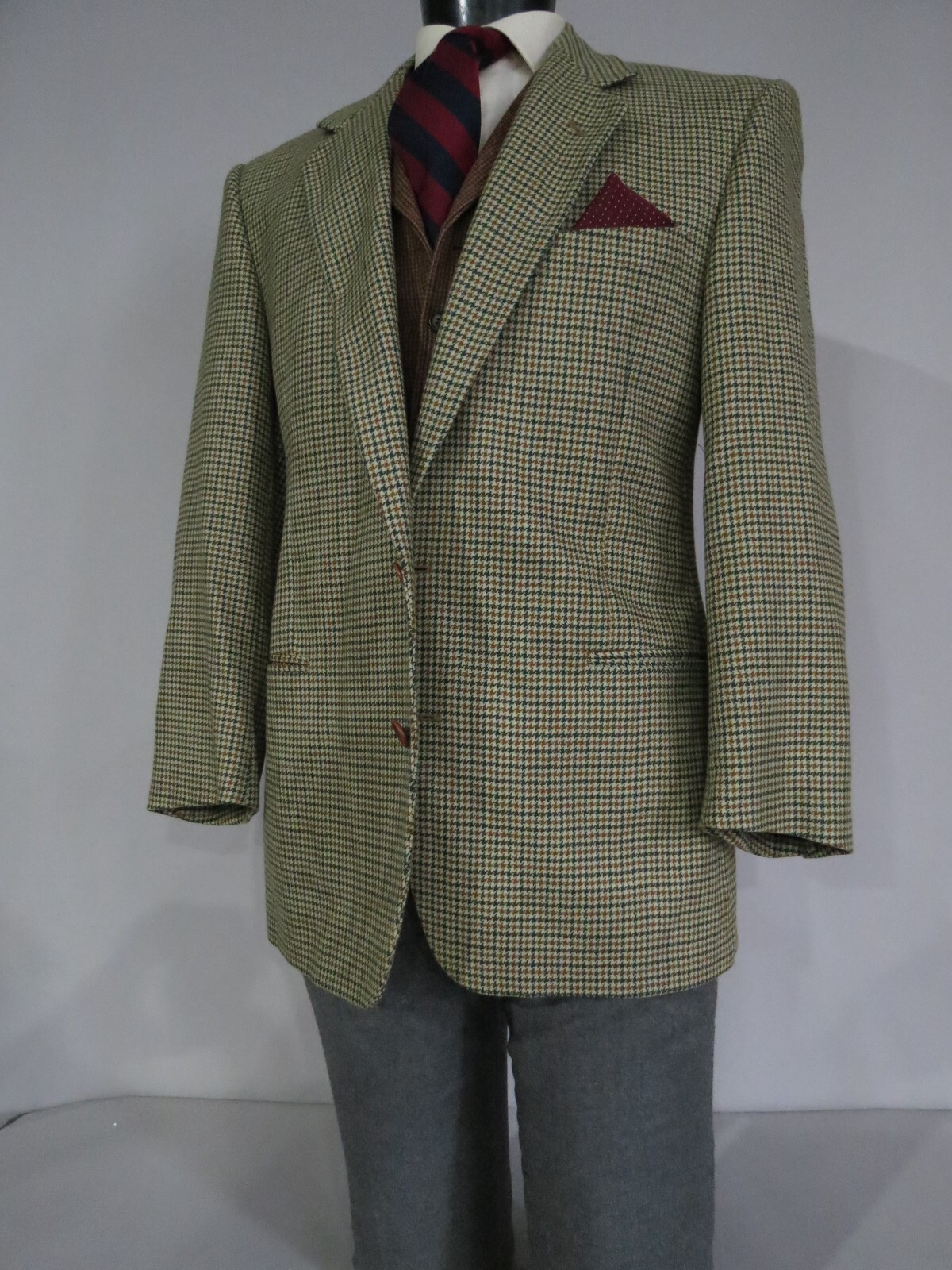 J.C Twidd English Tailoring hounds tooth tweed Corduroy elbow sport coat 42 R