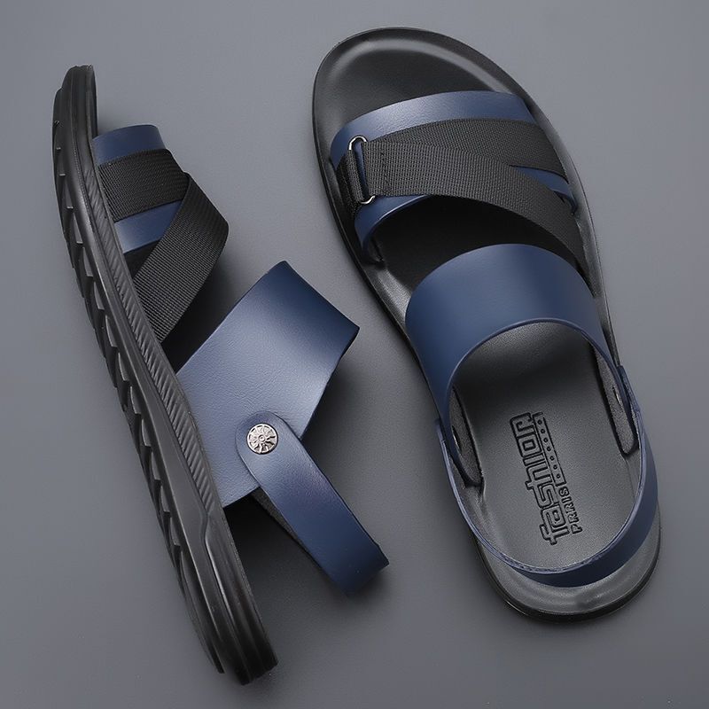 Men Microfiber Leather Sandals Casual Sports Summer Beach Shoes Home Slippers