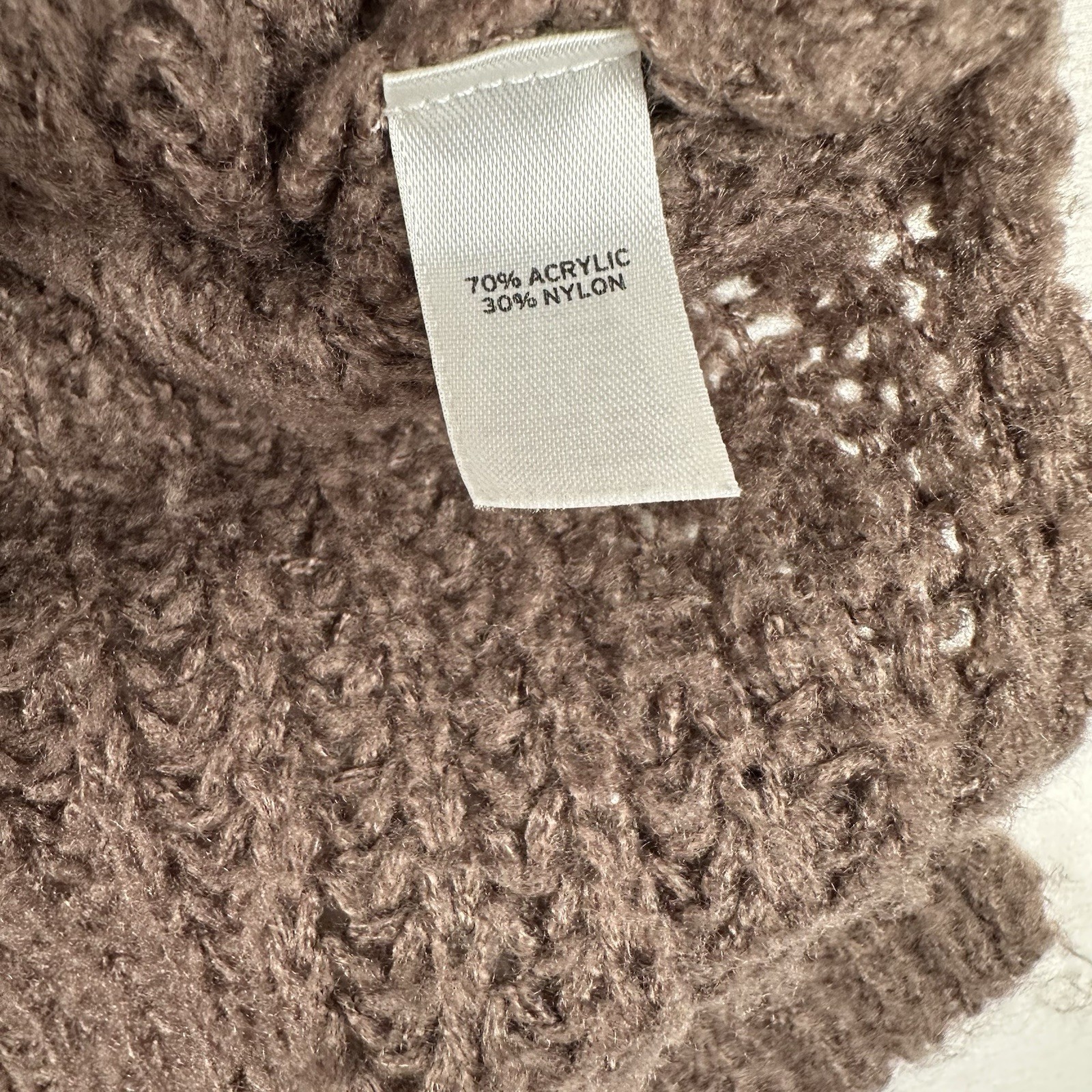 Trouvé Chunky Knit Sweater Size L Taupe Brown Boat Neck Acrylic Blend