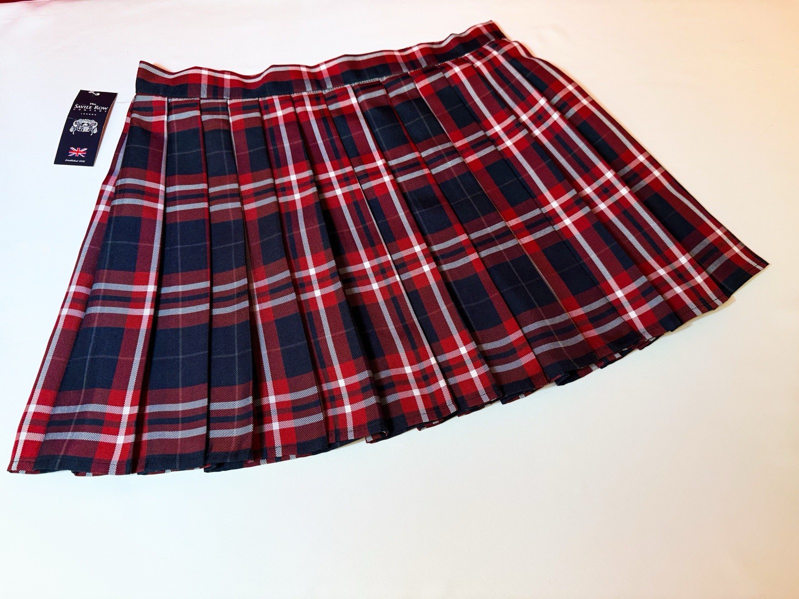 Sz 10 Large ❤️❤️ The Row Women’s Plaid Red Short Skirt Waist 32” Length 16.5”
