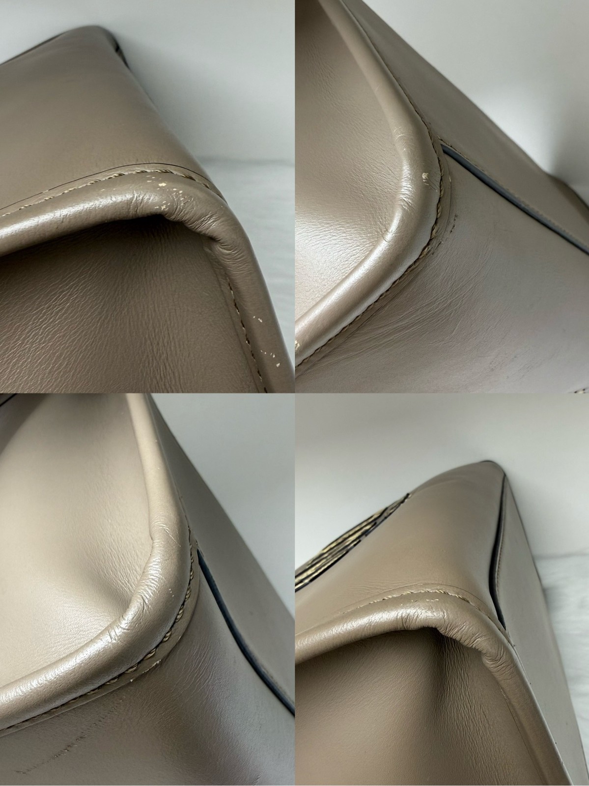 Fendi Sunshine Shopper Tote MM Gray Leather Shoulder Handbag Crossbody GHW