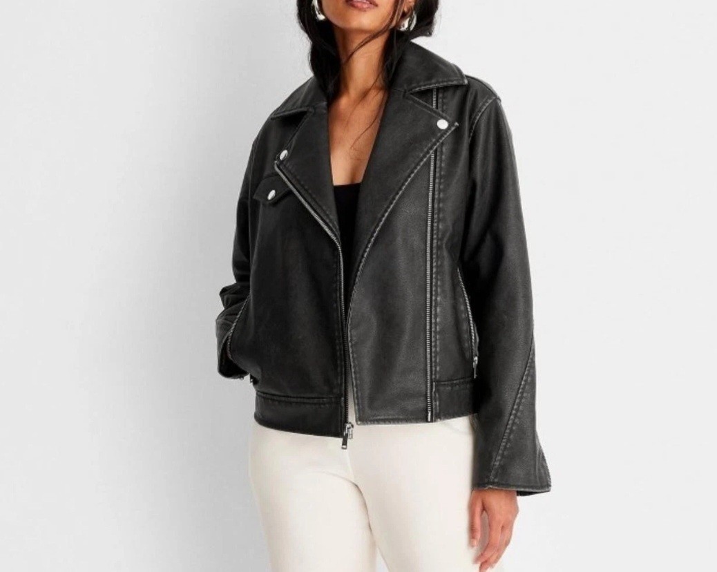 NWT Universal Threads Women’s Vegan Faux Leather Moto Jacket XS S M L XL XXL