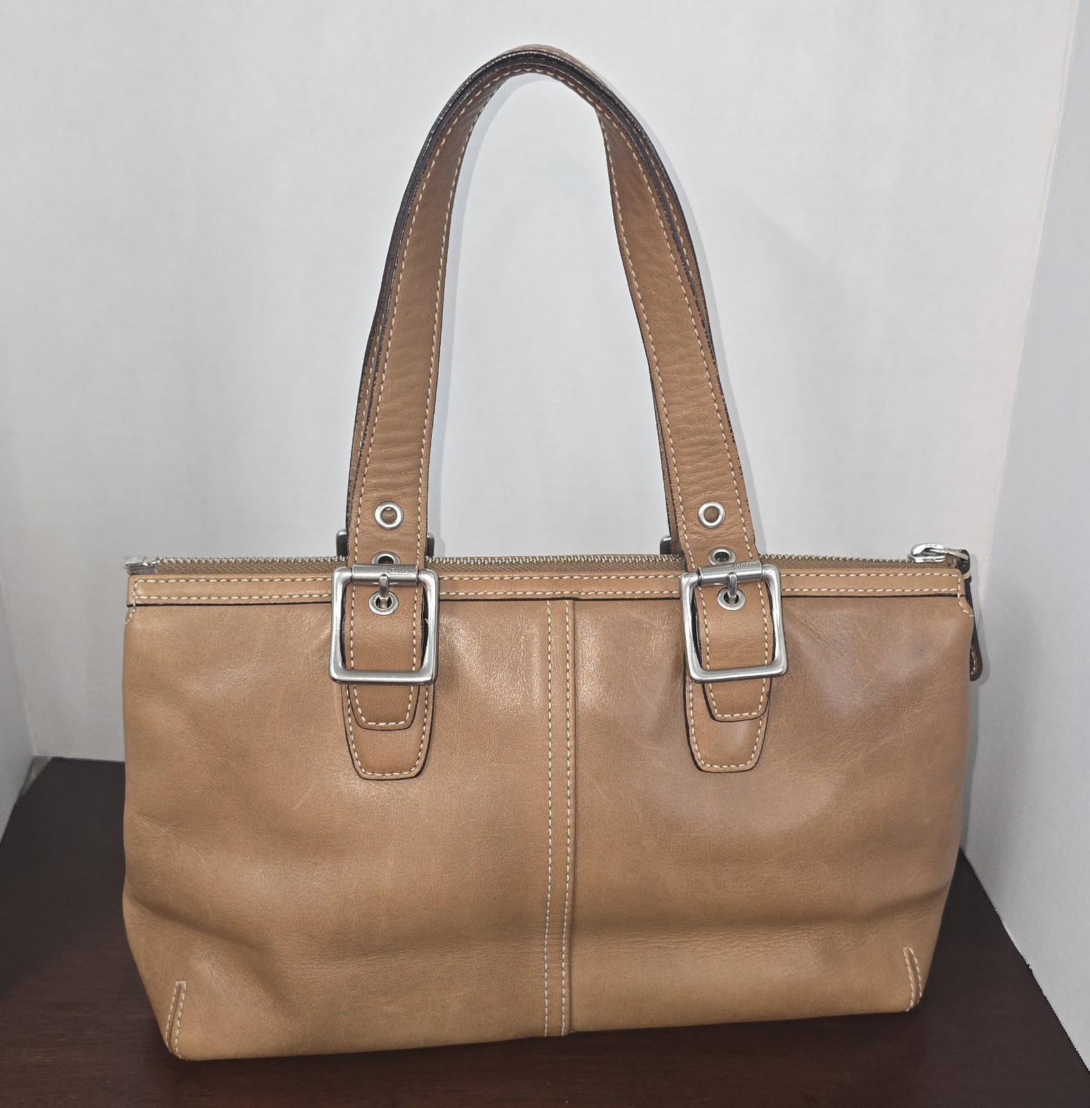 COACH Legacy Shoulder Bag Brown Leather Satchel 9545 Vtg 2003 Nickel Hardware