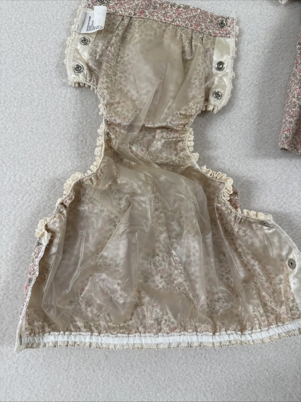 Vtg 1970s Infant Girls Dress Apron Pinafore Little House on the Prairie Farm