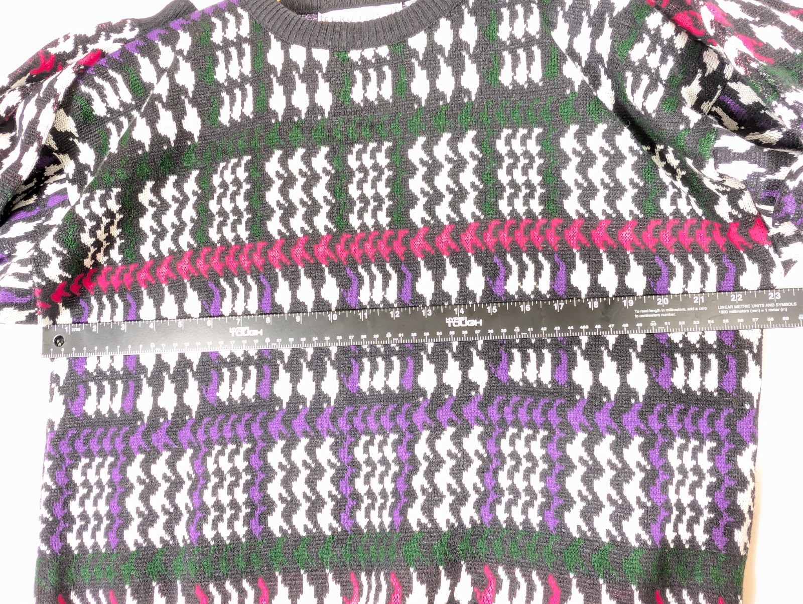 VTG Euro Flash Sweater OSFA Geometric Knit Retro 80s 90s Made In Hungary Cosby