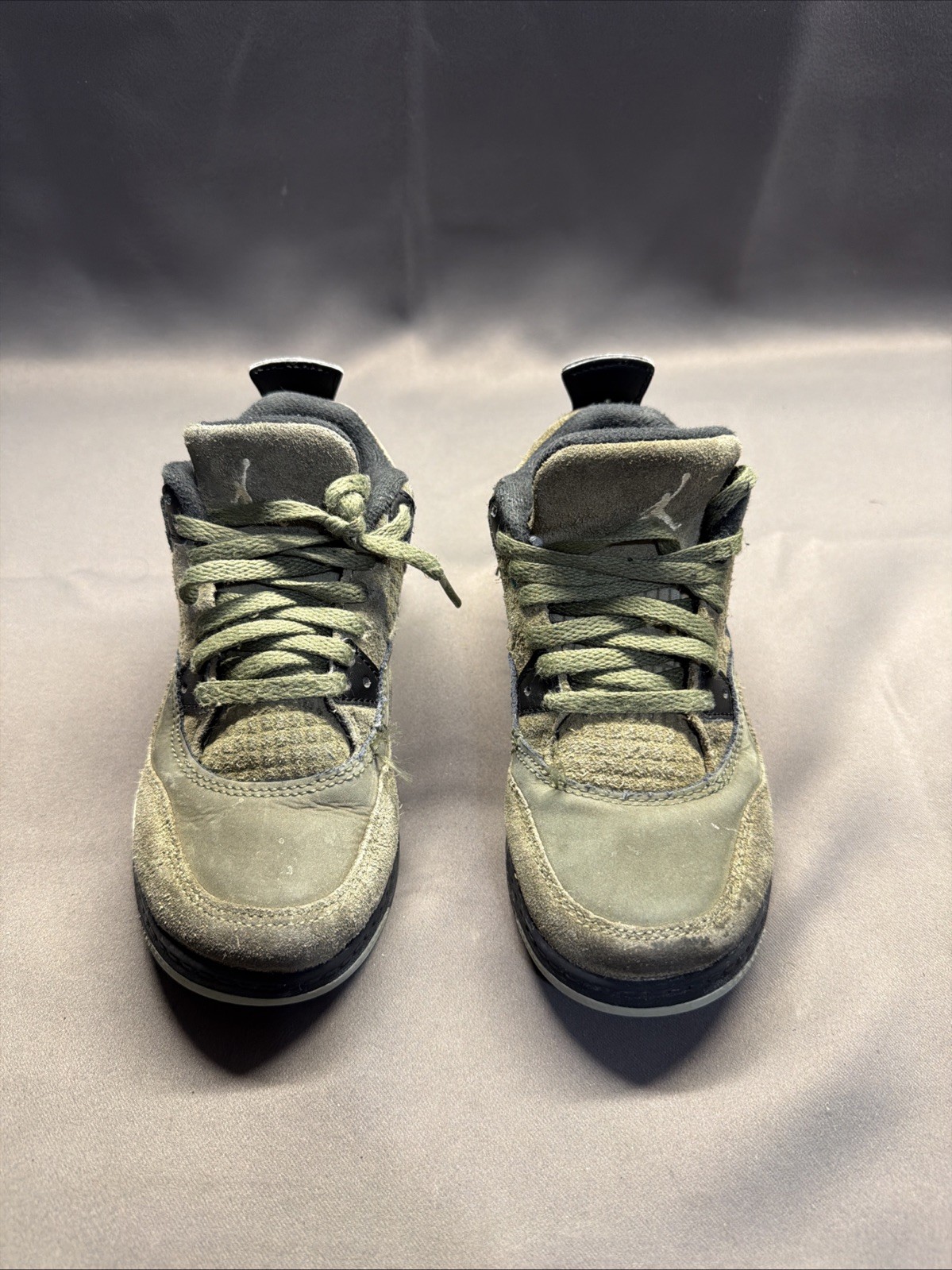 Jordan Air 4 Shoes Kids Size 12C Green Olive Suede Basketball FB9929-200 C4