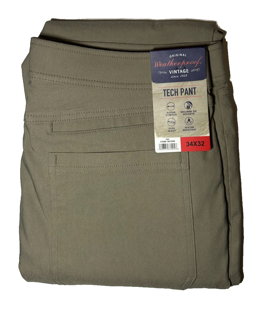 Weatherproof Vintage Men’s Tech Pant Tan Size 34×32