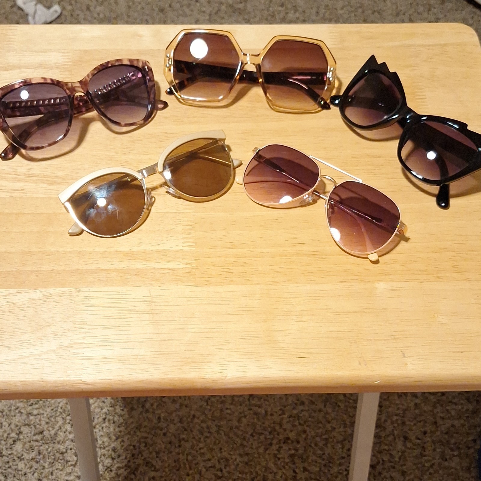 Foster Grant Women’s Cat Eye Sunglasses Lot of 5 Tortoise Gradient Tinted UV400