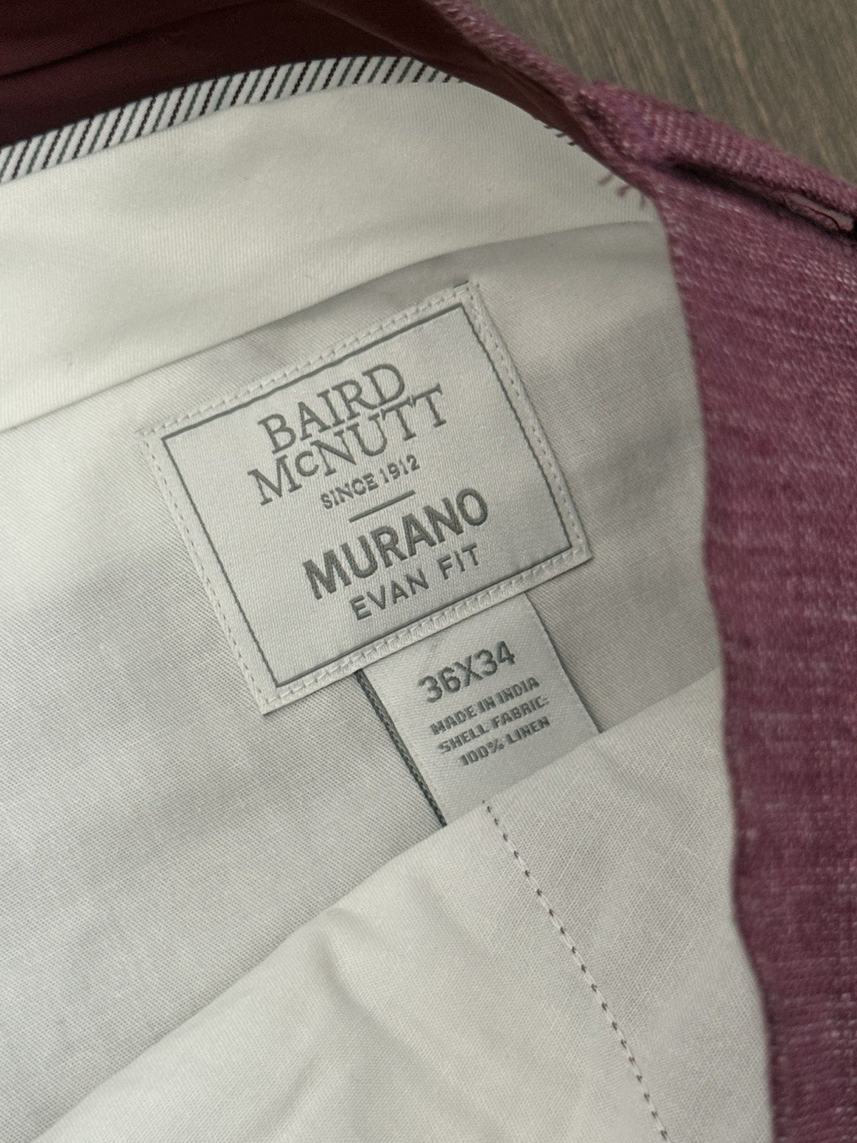 Murano Baird Mcnutt Linen Dress Pants 36X32 Salmon Red Evan Fit Cuffed Modern