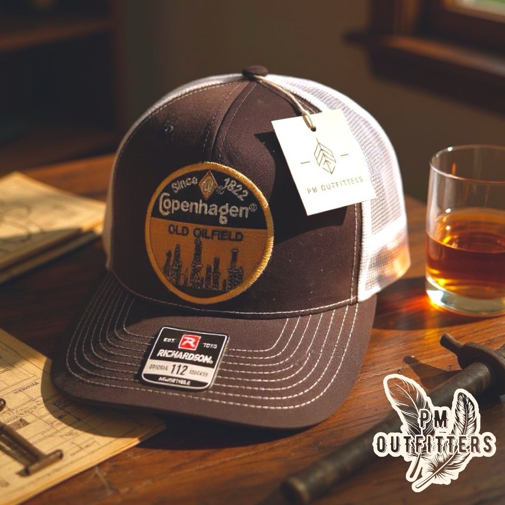 Vintage Copenhagen Old Oilfield Embroidered Patch Richardson 112 Trucker Hat