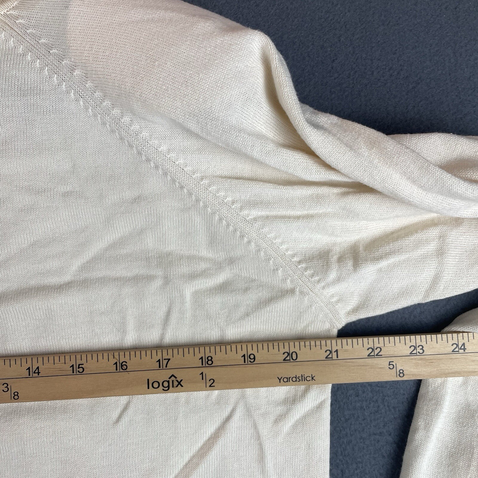 VTG Jeanne Pierre Split Button Cowl Neck Sweater Sz S Ivory Long Sleeve Knit