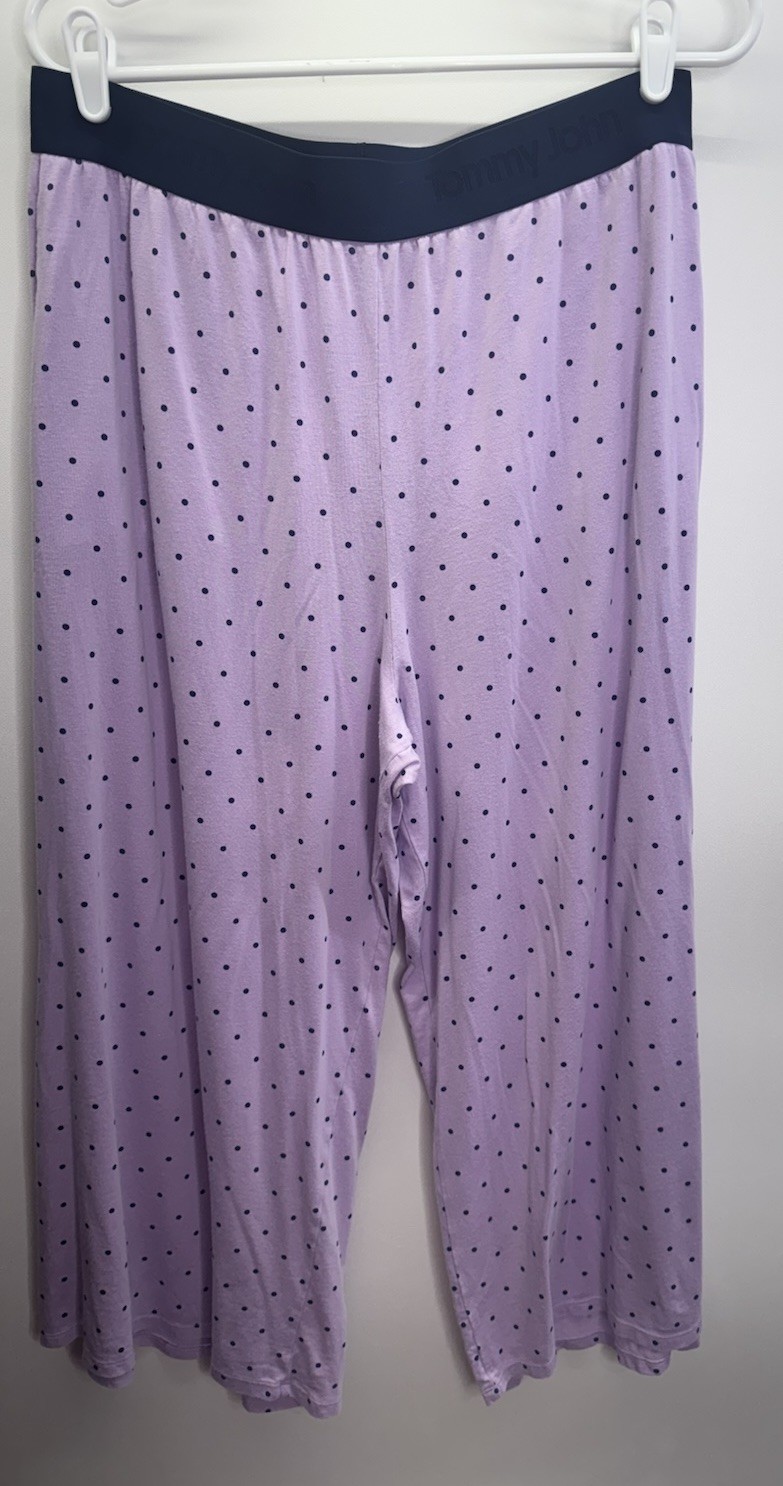 Tommy John Purple Polka Dot Pajama Set Tank Pockets Comfort Relax Designer L