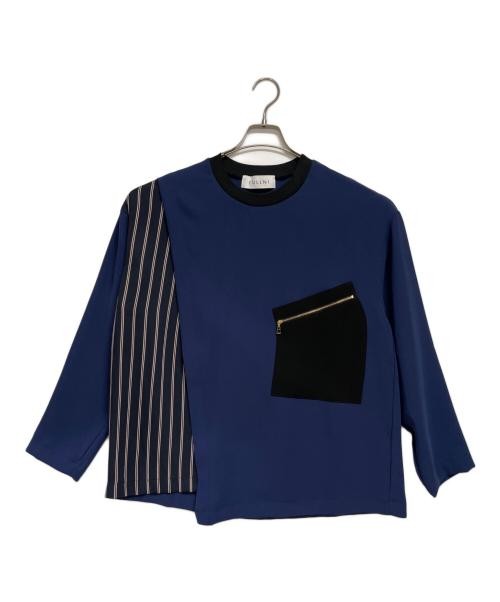 CULLNI Asymmetrical slit long T-shirt navy 22-SS-053