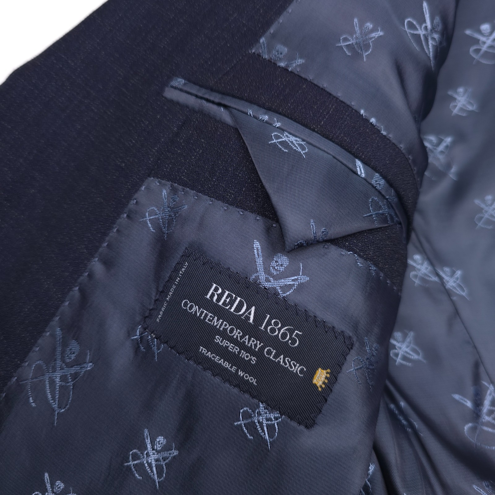 John Varvatos Bleecker Suit Jacket Mens 40R Blue Melange Reda Wool Super 110s