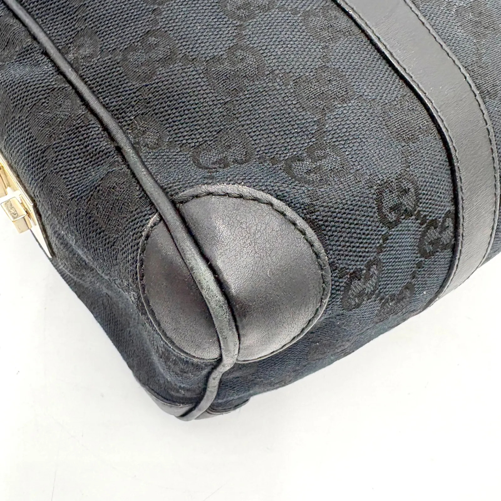 Auth Gucci GG Canvas Tote Bag Mini Boston Bag Shoulder Bag Black 001 0851 2Y3476
