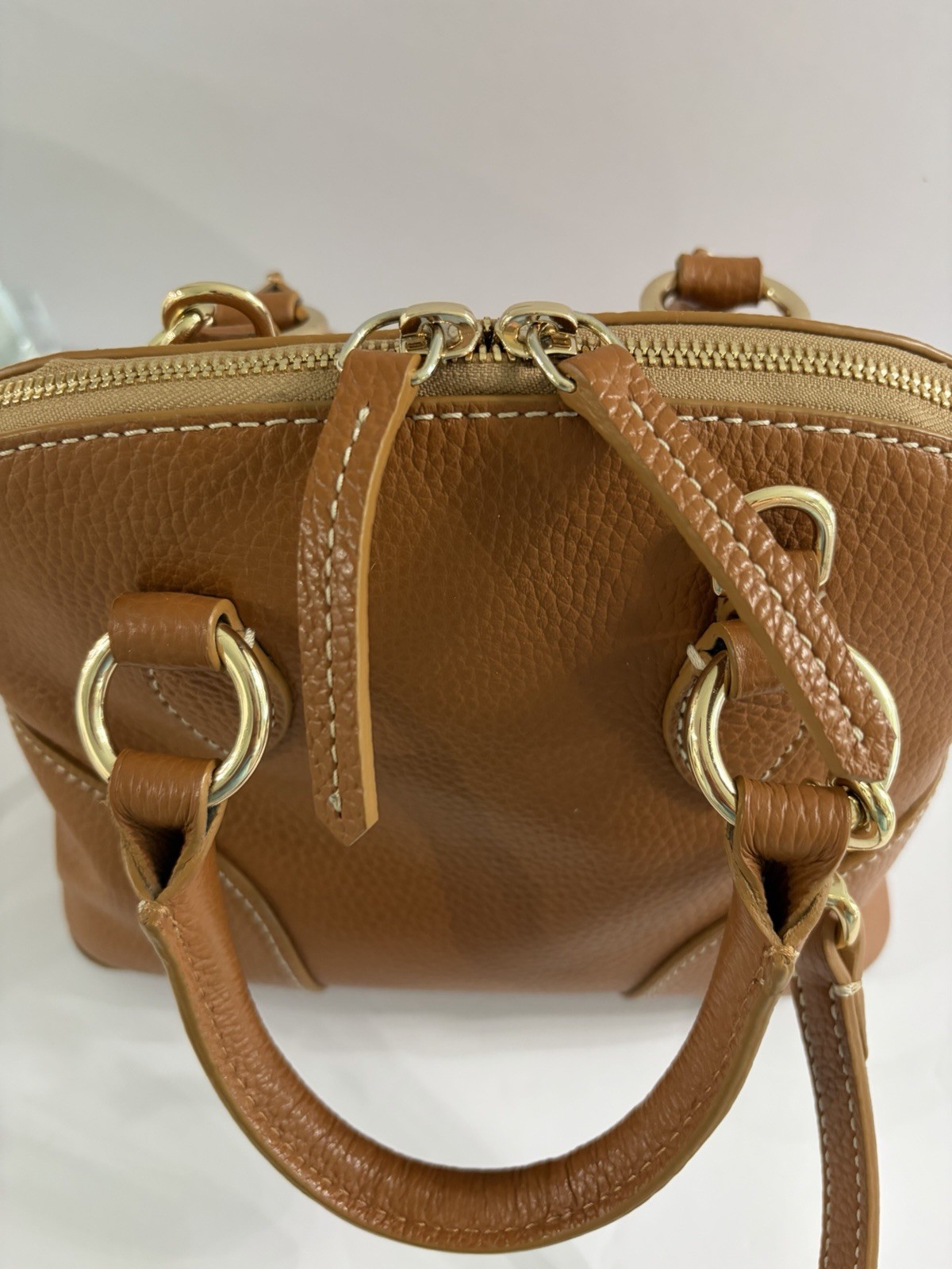Dooney & Bourke Lucca Leather Satchel In Caramel W/Matching Lucca Flap Wallet
