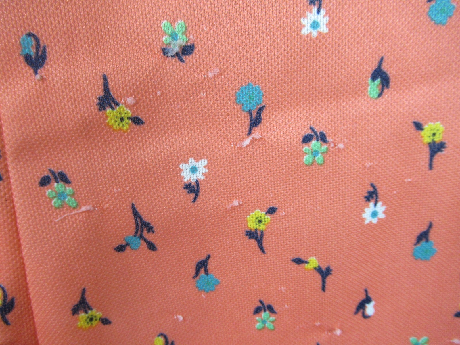 Vintage 70s Shaker Square Sleeveless Shift Dress Polyester Orange Daises