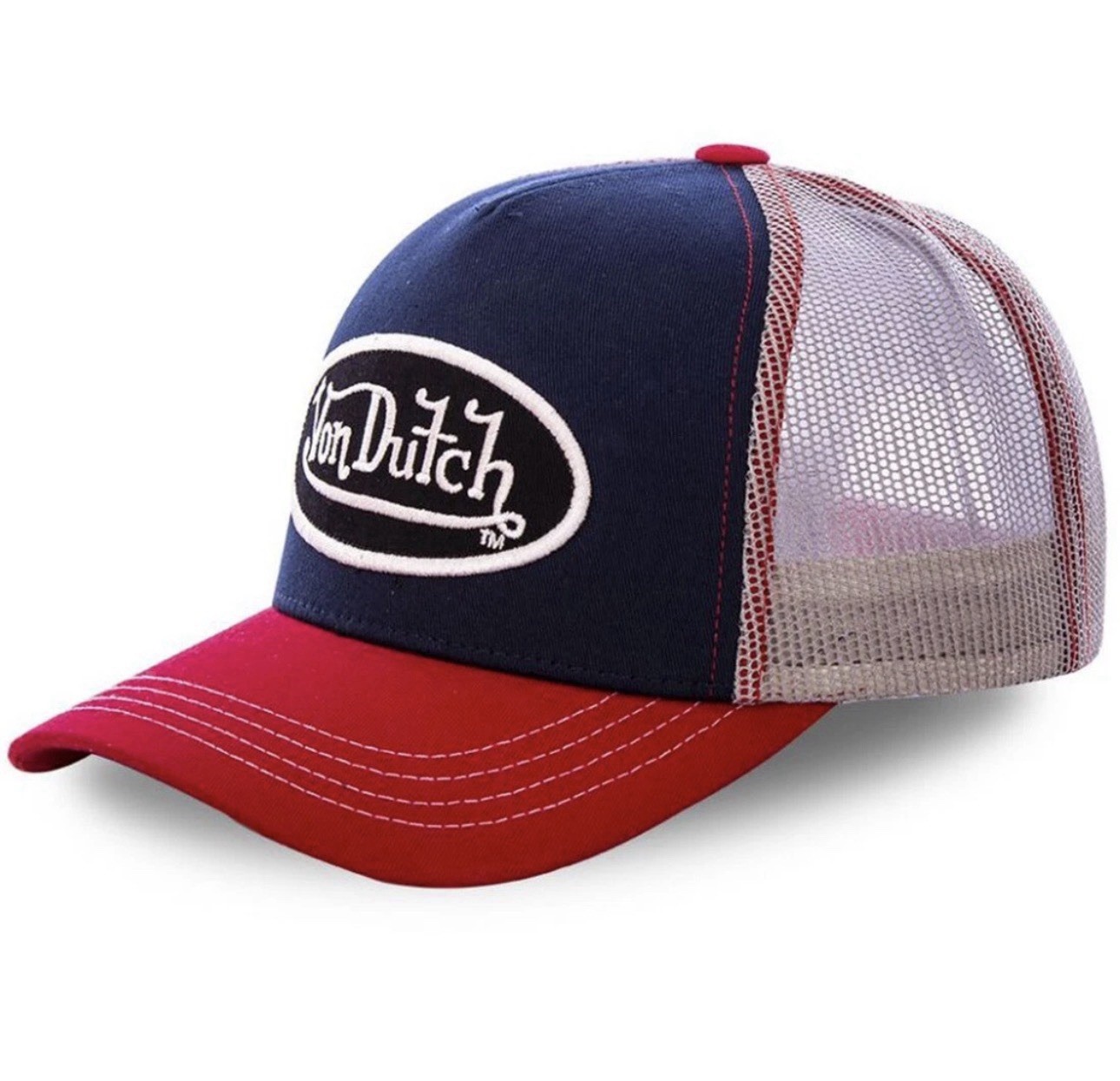 Von Dutch Men’s Trucker Hat Adjustable Mesh Back Black Red Beige Blue One Size