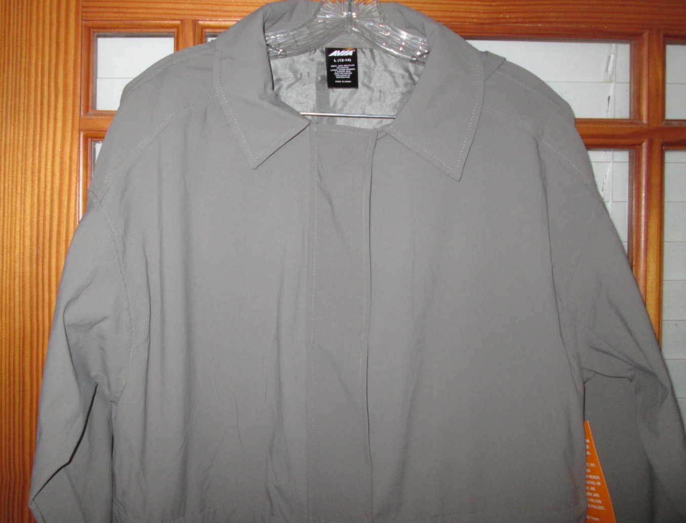 Avia Long Woven Jacket Women’s XS S L Hooded Grey Fog NEW Water Repellent