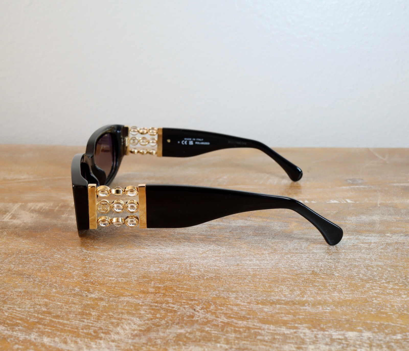 CHANEL CH5544 Rectangle Sunglasses 53mm Black/Gray Polarized Lens 100% UV