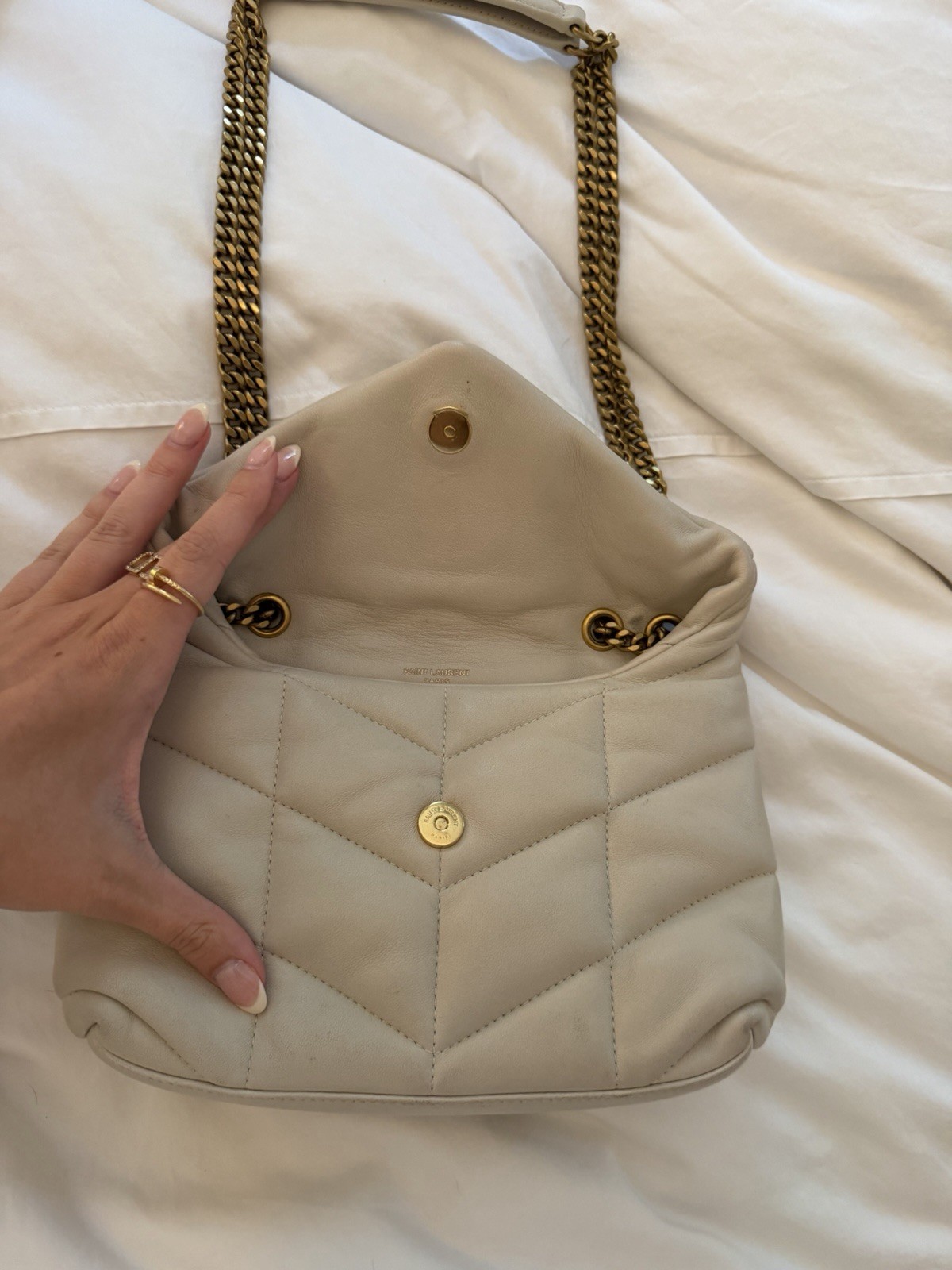 Saint Laurent YSL Cream toy puffer
