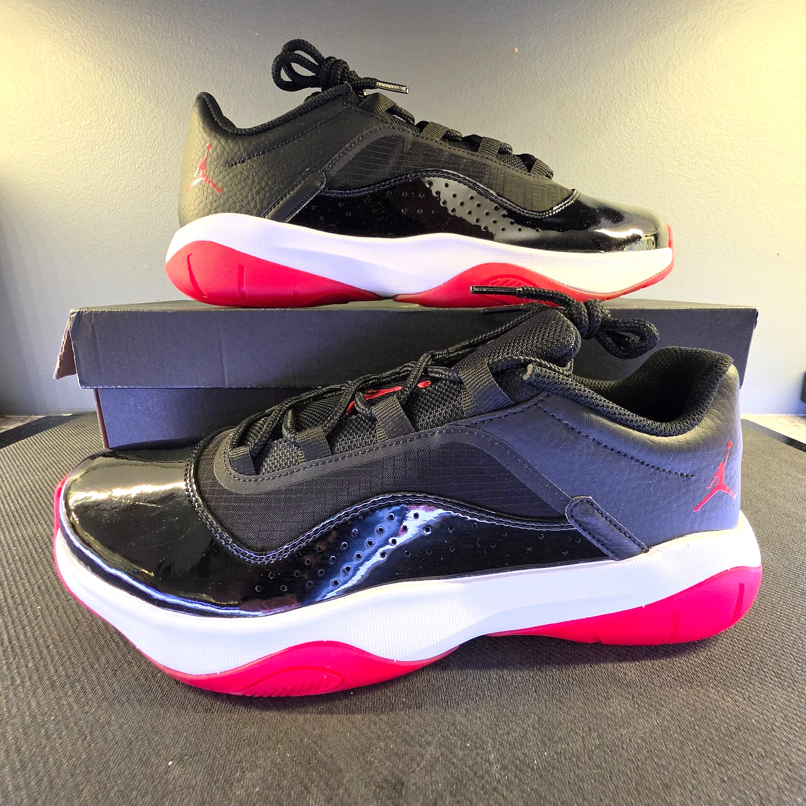 Men’s Sz 11 Air Jordan 11 Low Black Patent Red Retro Shoes DN4180-060 2023 Year