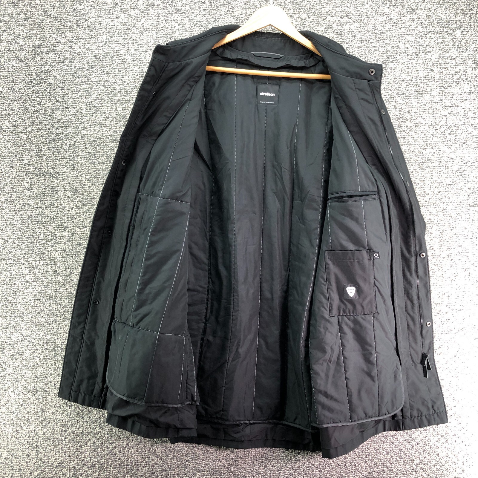 Strellson Jacket Black Mens Sz XL Removable Lining Full Zip Water Resistant